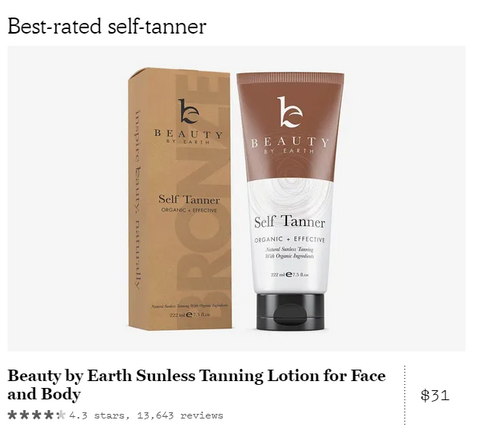 Image of BBE's best rated clean self tanner.
