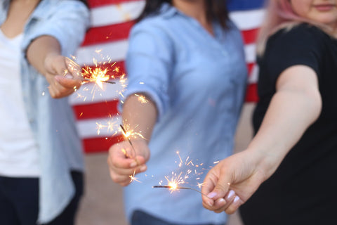 Woman holding fourth of july sparkler