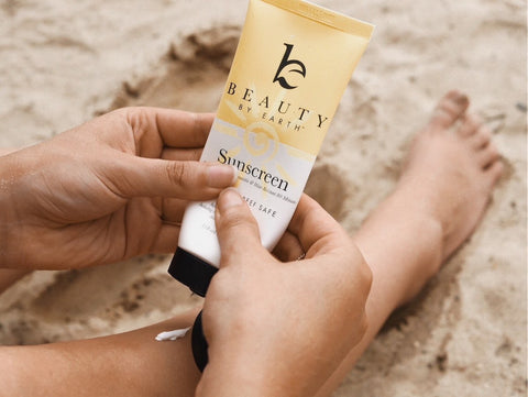 Beauty by earth mineral body sunscreen, perfect to prevent sunburned scalp