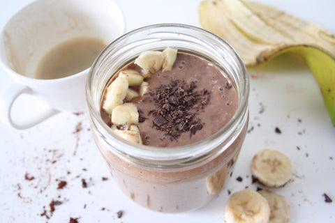 Yummy chocolate banana smoothie for workout