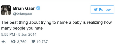 brian gear tweets about having a baby lets you realize how many people you hate