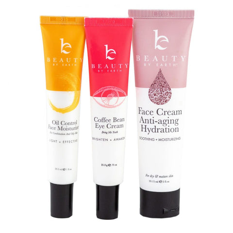 Line up of the BBE moisturizers for all skin types.