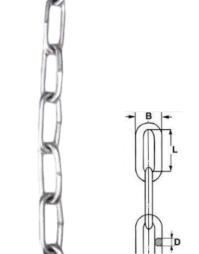 Billede af 8x52mm Langleddet Aisi316 Kæde, 30 Meter. - Din763