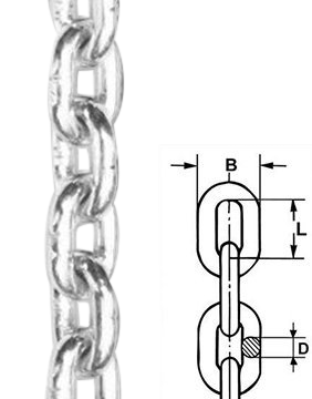 Billede af 8x24mm Kortleddet Aisi316 Kæde. - Din766