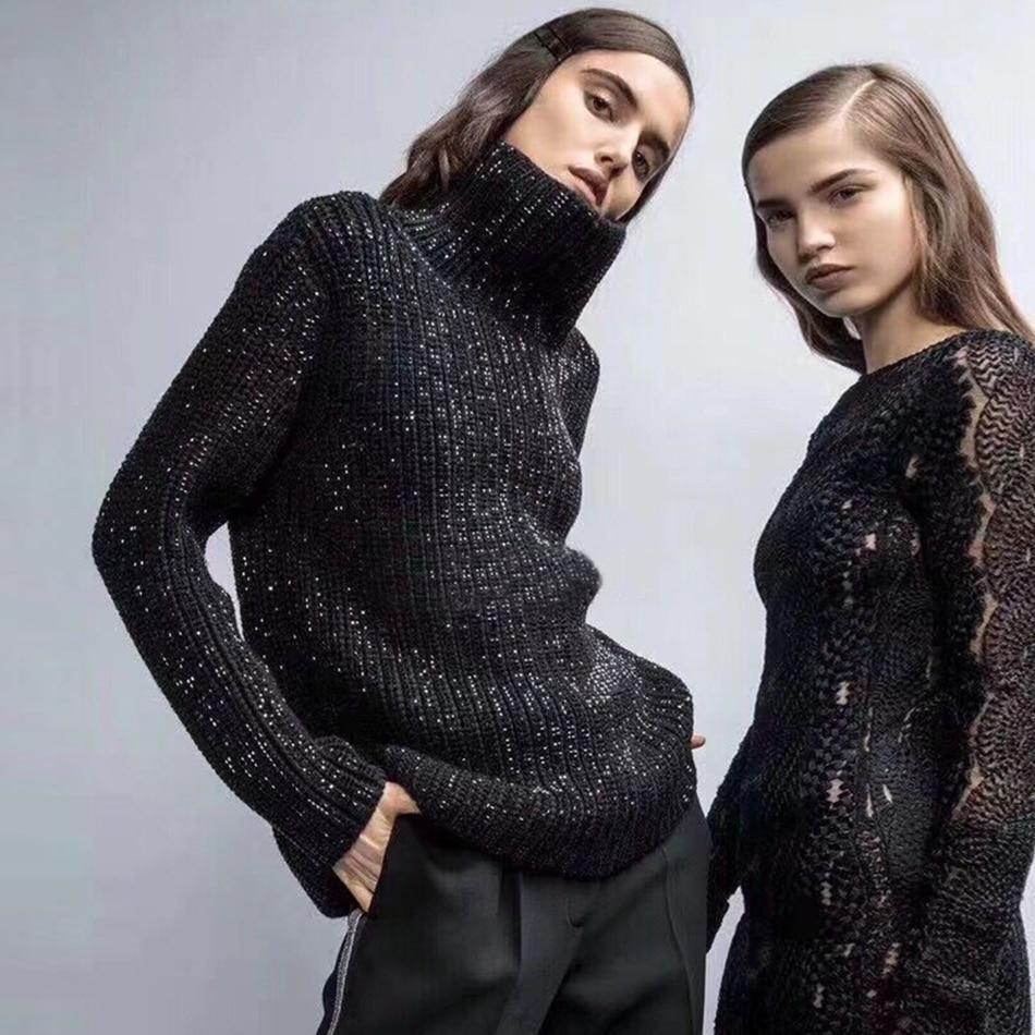 Two Woman in Black Cozy Autumn Sweaters Fashion Trend