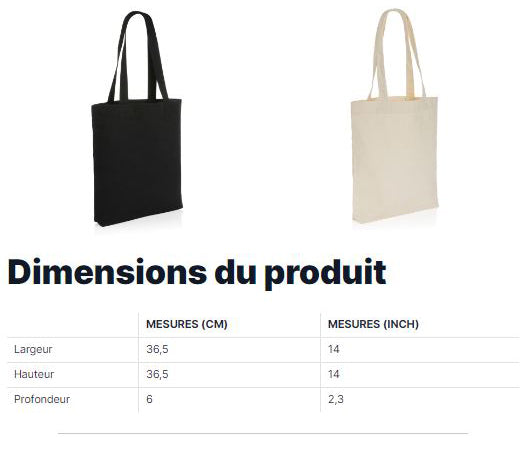 guide taille totebag epais