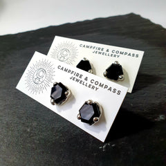 Hexagonal Onyx Earrings