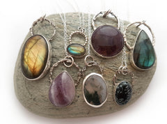 A selection of crystal necklaces