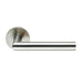 PAIR Round Mitred Bar Safety Handle on Round Rose Concealed Fix Satin Steel Loops