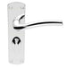 Door Handle & Bathroom Lock Pack Chrome Curved Round Arm Thumb Turn Backplate Loops