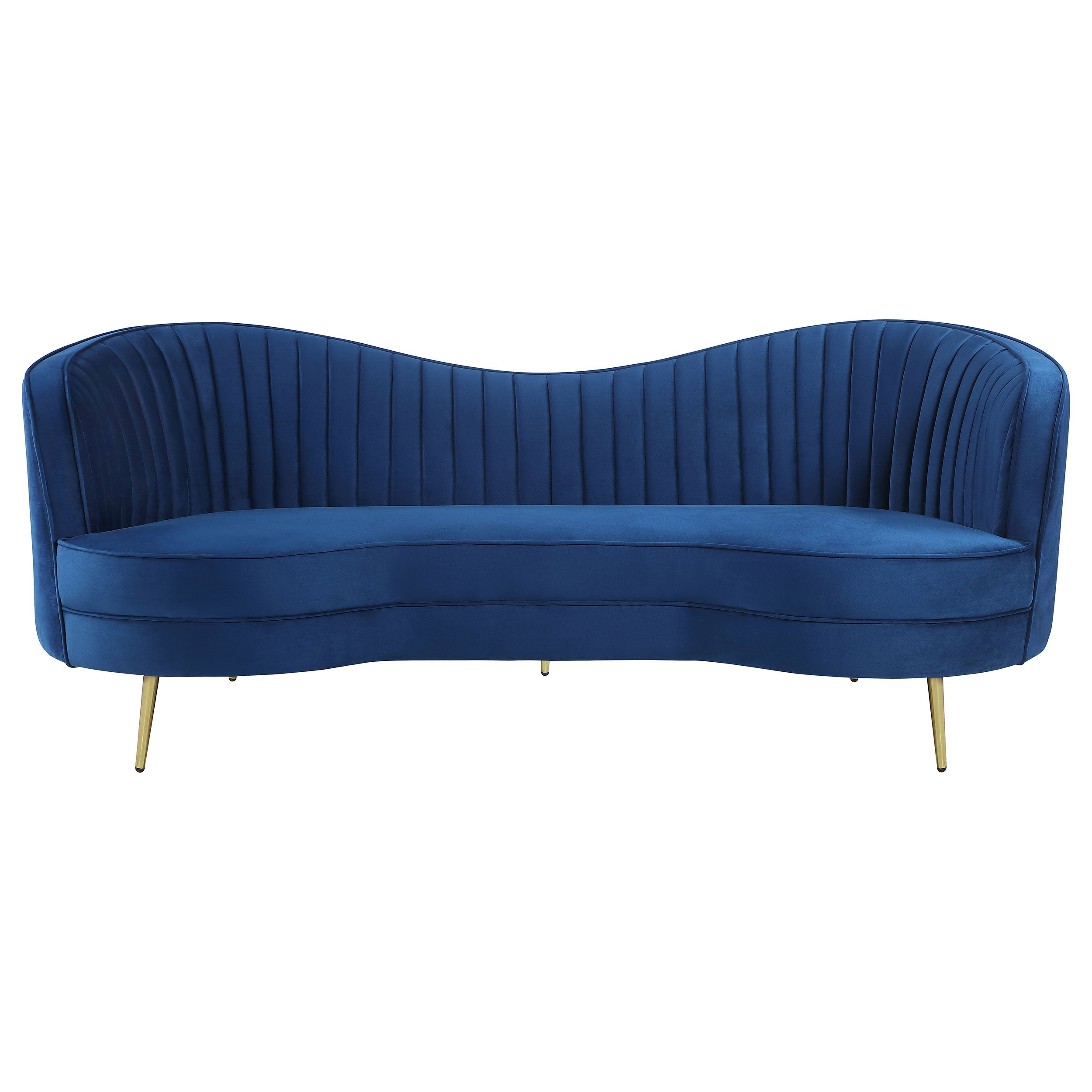 Blue Sophia Channel Tufted Upholstered Sofa