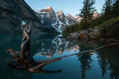 Landscape of mountains and body of water