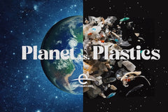 Half images of Planet versus Plastics