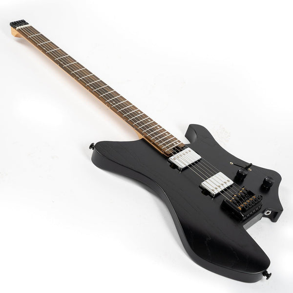 Eart Guitars, GW2 Headless Electric Guitar, Right Handed, Roasted Padauk+Poplar Burl Body, NBK