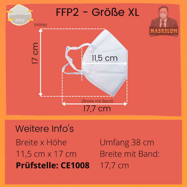 FFP2 Infografik Größe "XL"
