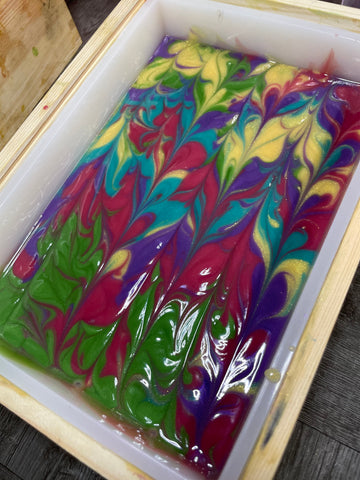 Swirly wet soap in the mold