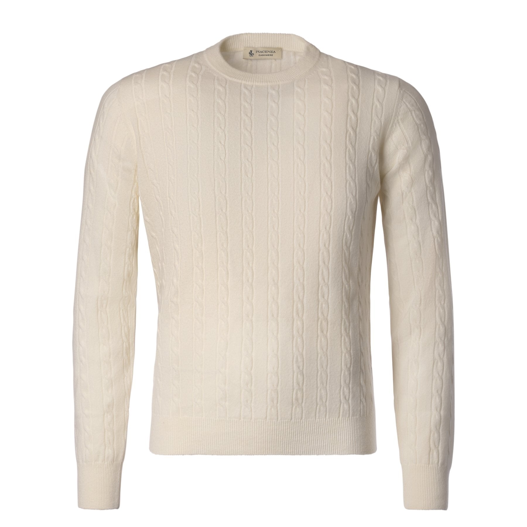 Piacenza Cashmere | Crew-Neck Cable-Knit Cashmere Sweater in White ...