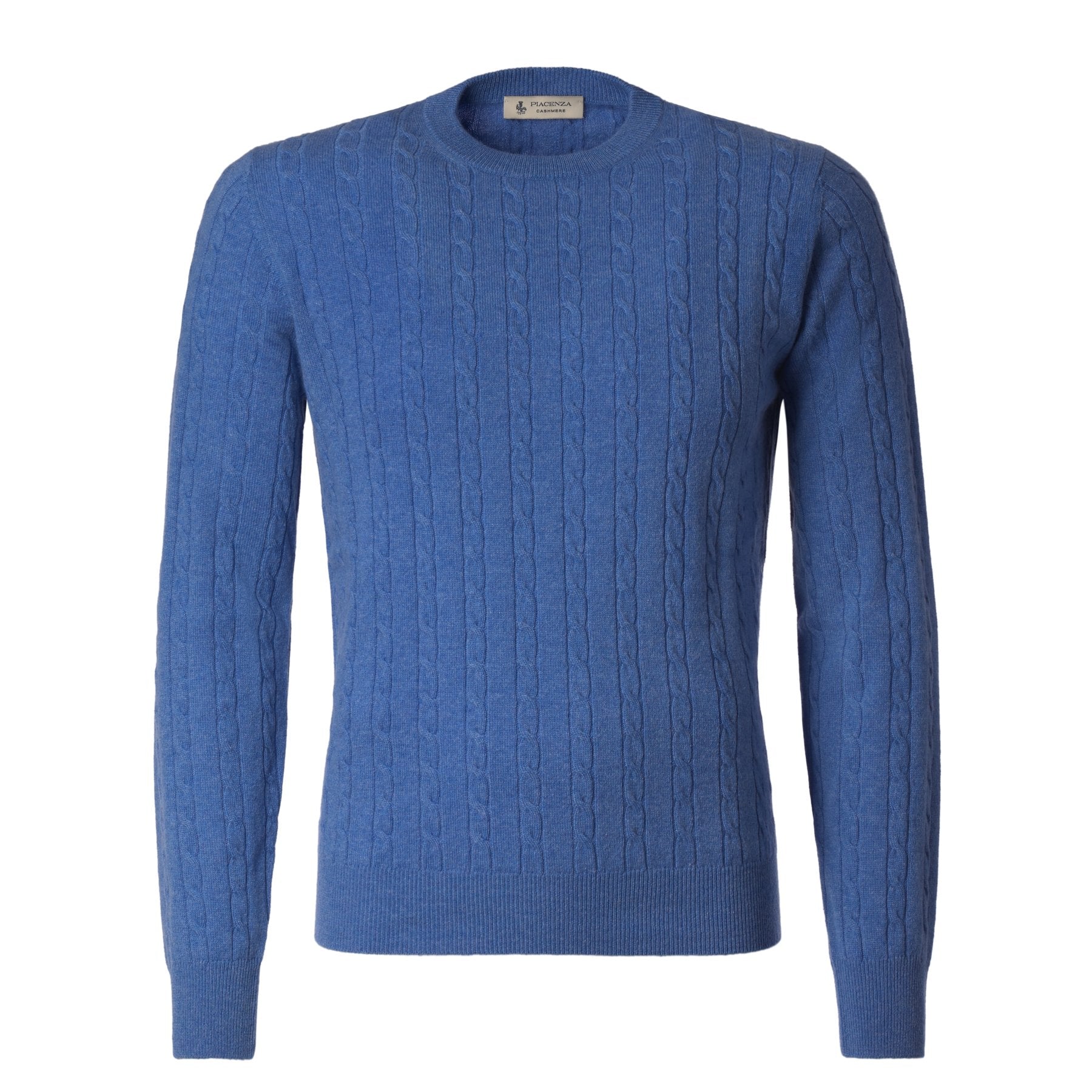 Piacenza Cashmere Crew-Neck Cable-Knit Cashmere Sweater in Light Blue ...