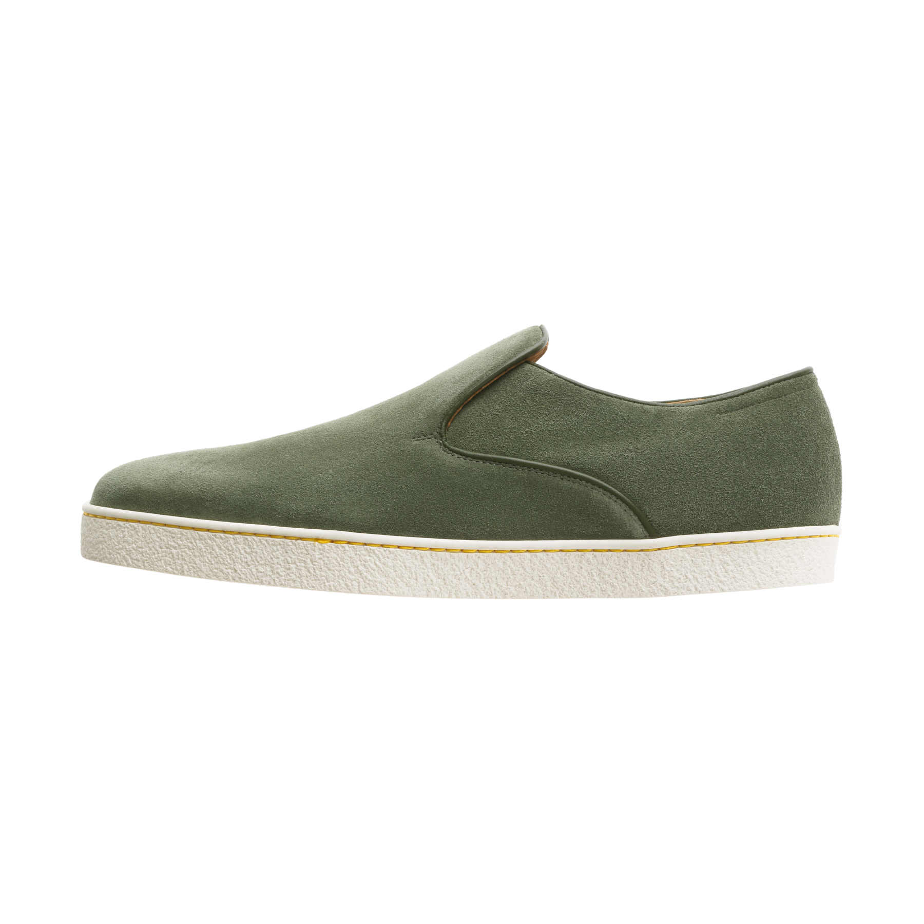 John Lobb "Haven" Full-Grain Suede Slip-on Sneakers in Olive Green