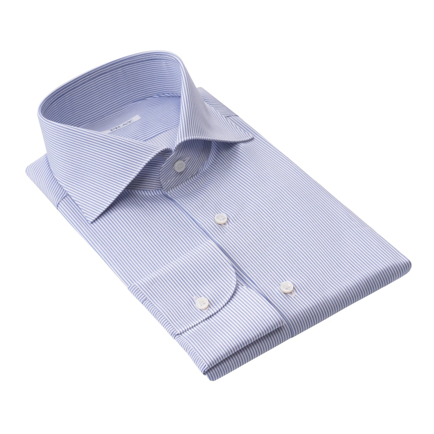 Fray Striped Cotton Shirt in White and Light Blue - SARTALE