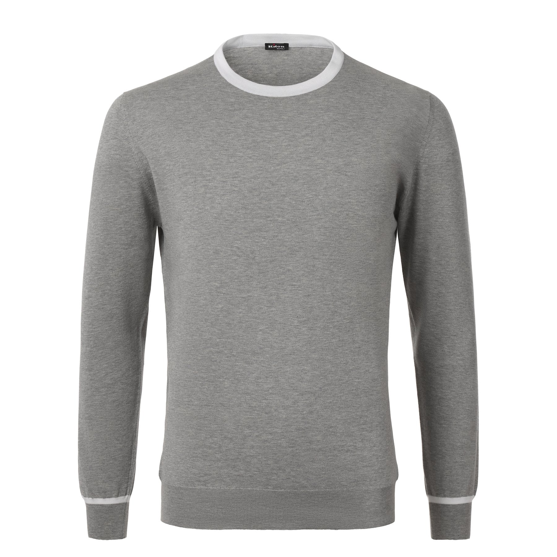 Kiton Jersey-Cotton Crew-Neck Sweater in Grey | SARTALE