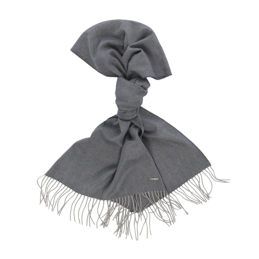 Sartorial Fringed Scarf, Cashmere and Silk, Purple and Black, Made in Italy