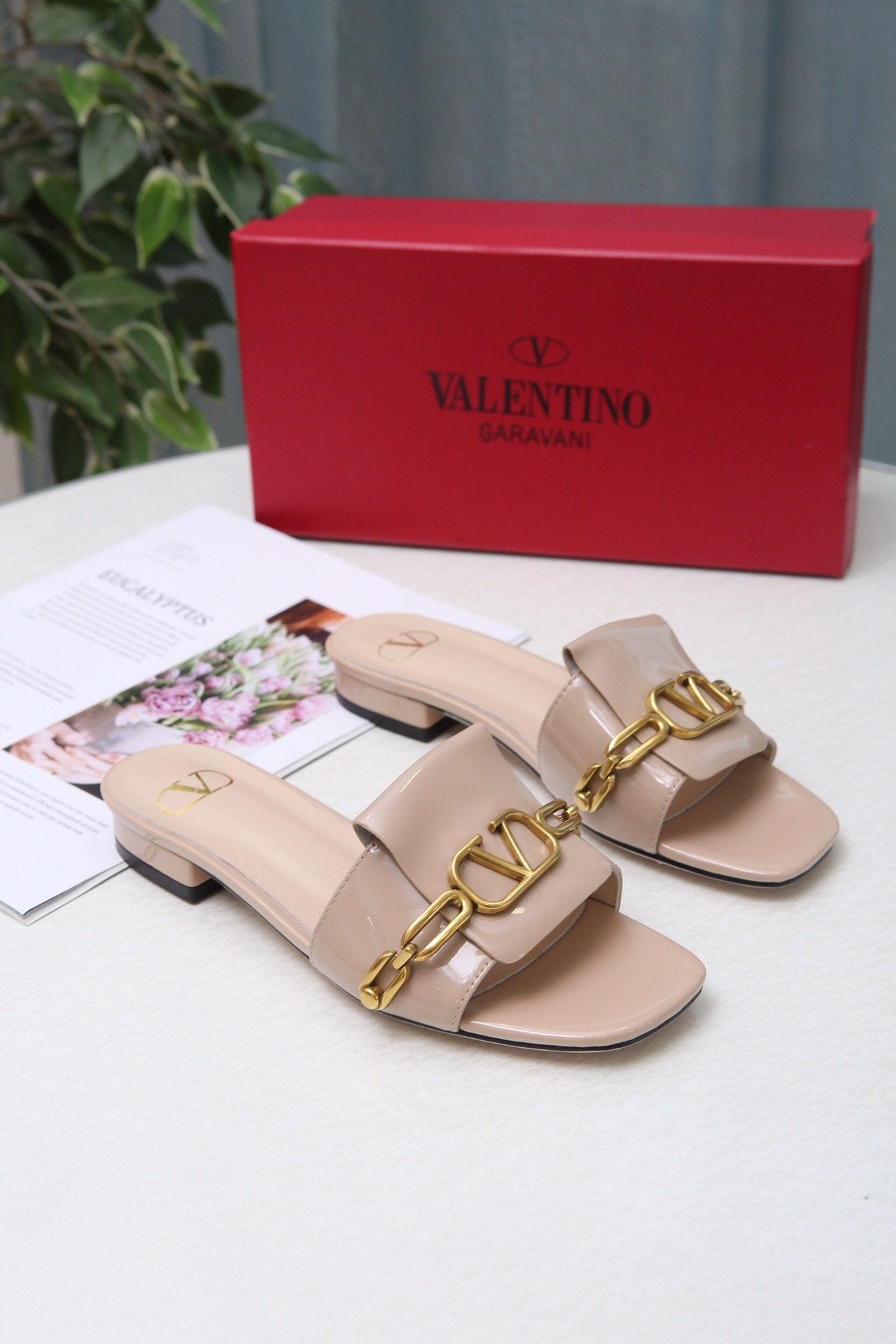 Valentino 2022 New Women Fashion Leather Casual High Heeled Shoes Flat Sandal Slippers