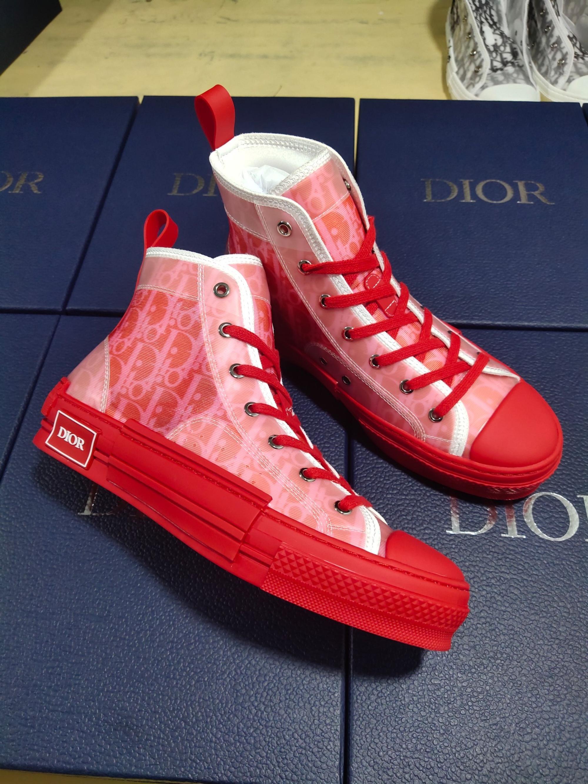 2021 New Dior Men and women Leather HIGH TOP Casual Sports Sneak