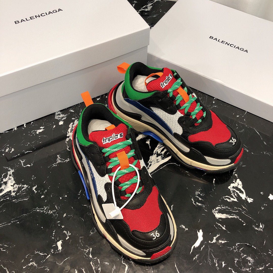 Balenciaga Women's Leather Triple S 1.0 Sneakers Shoes