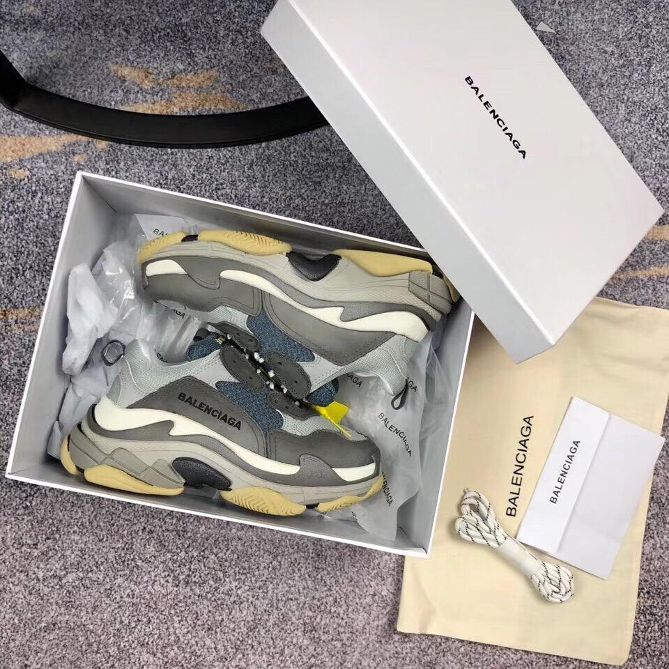 Balenciaga Men's Leather Triple S 1.0 Sneakers Shoes