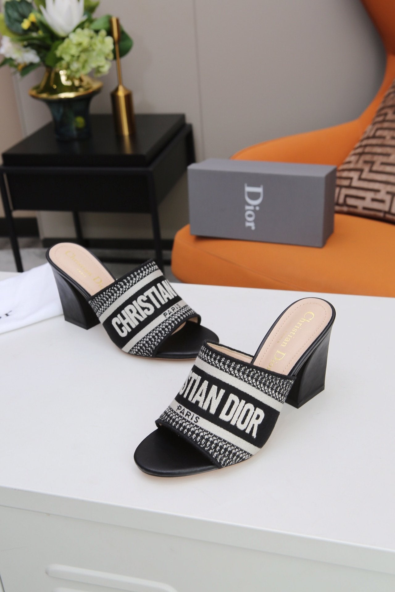 DIOR 2022 New Women Fashion Leather Casual High Heeled Shoes Flat Sandal Slippers