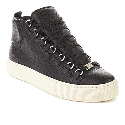Balenciaga Men's Arena Leather High Top Sneaker Shoes Black