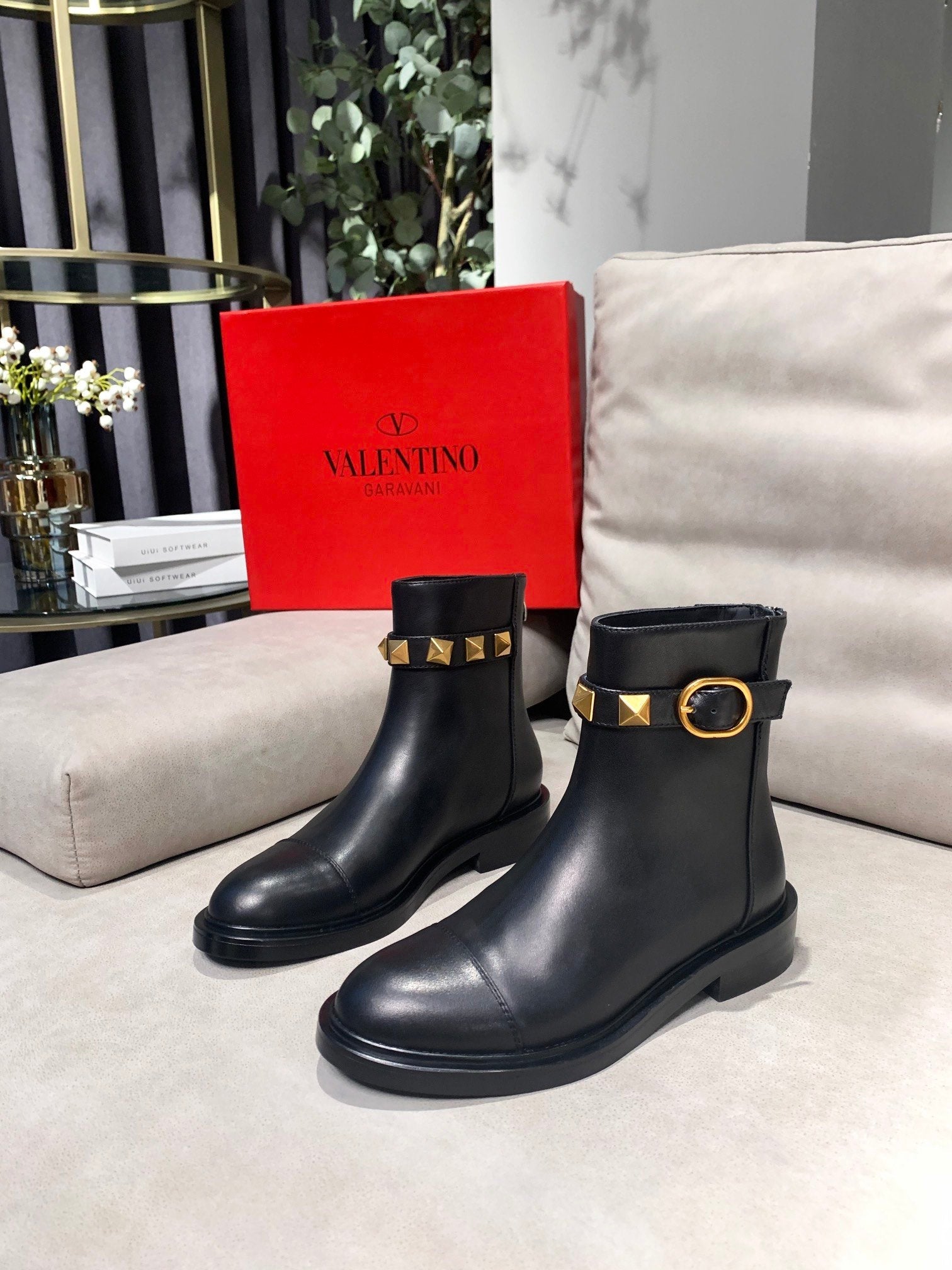 Valentino 2022 New Women's Leather Fashion Side Zip Lace-up Ankle Boots Shoes Heels