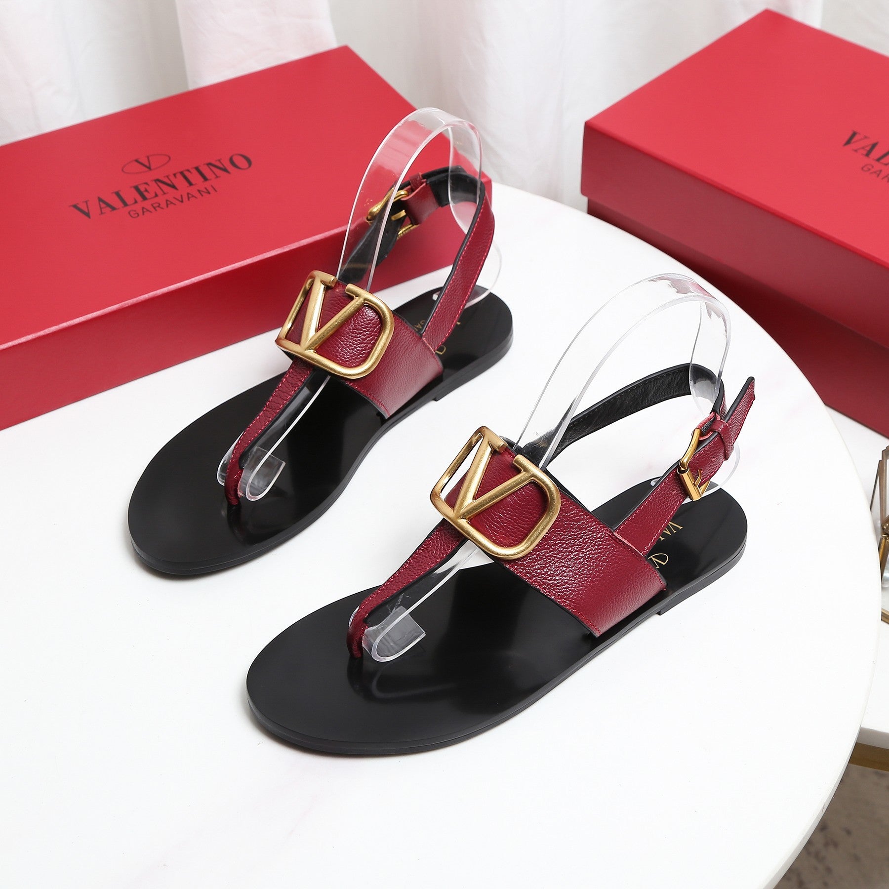 Valentino 2022 New Women Fashion Leather Casual High Heeled Shoes Flat Sandal Slippers