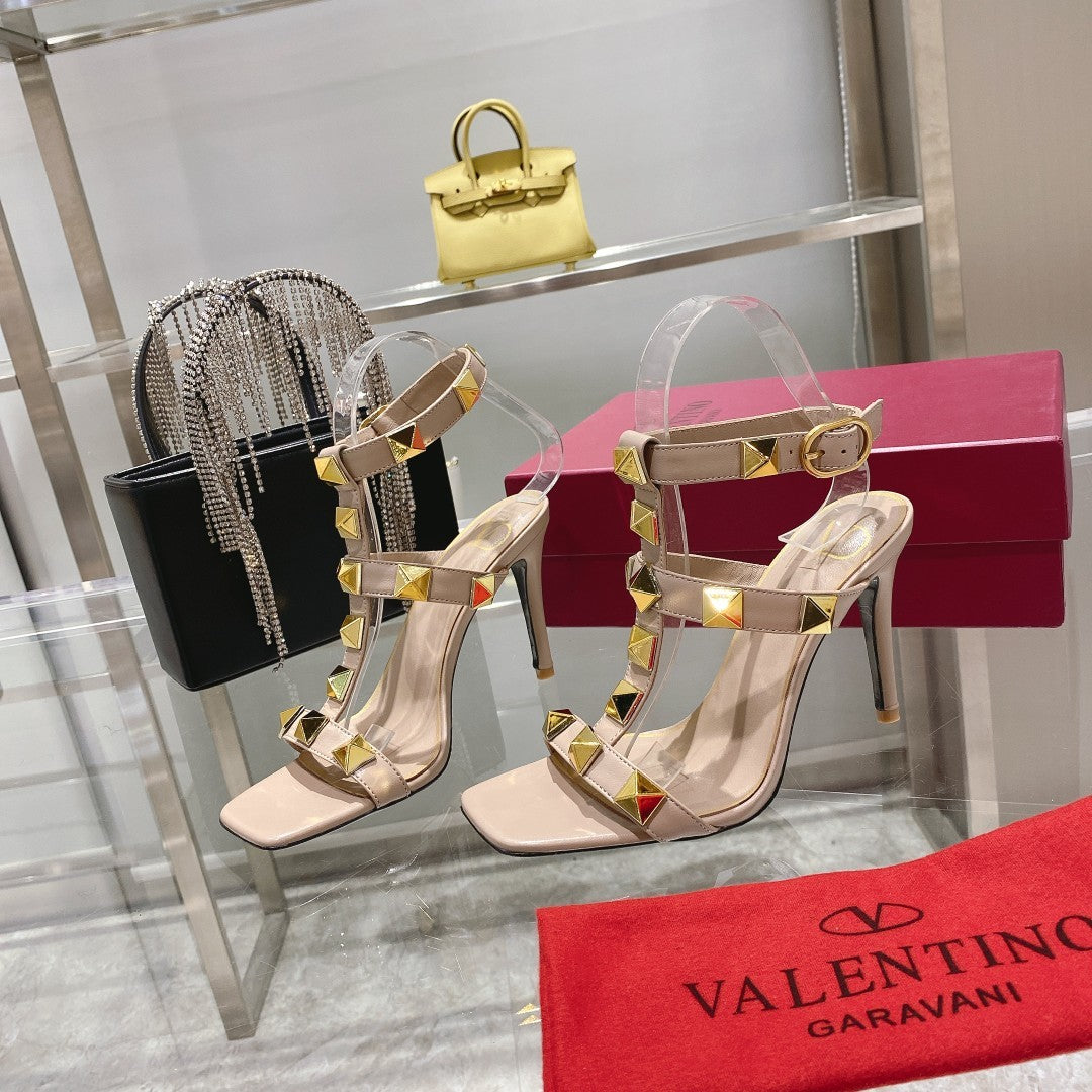 Valentino 2022 New Women Fashion Leather Casual High Heeled Shoes Flat Sandal Slippers