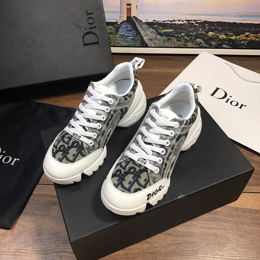Dior Men's And Women's Leather Fashion Low Top Sneakers Shoes
