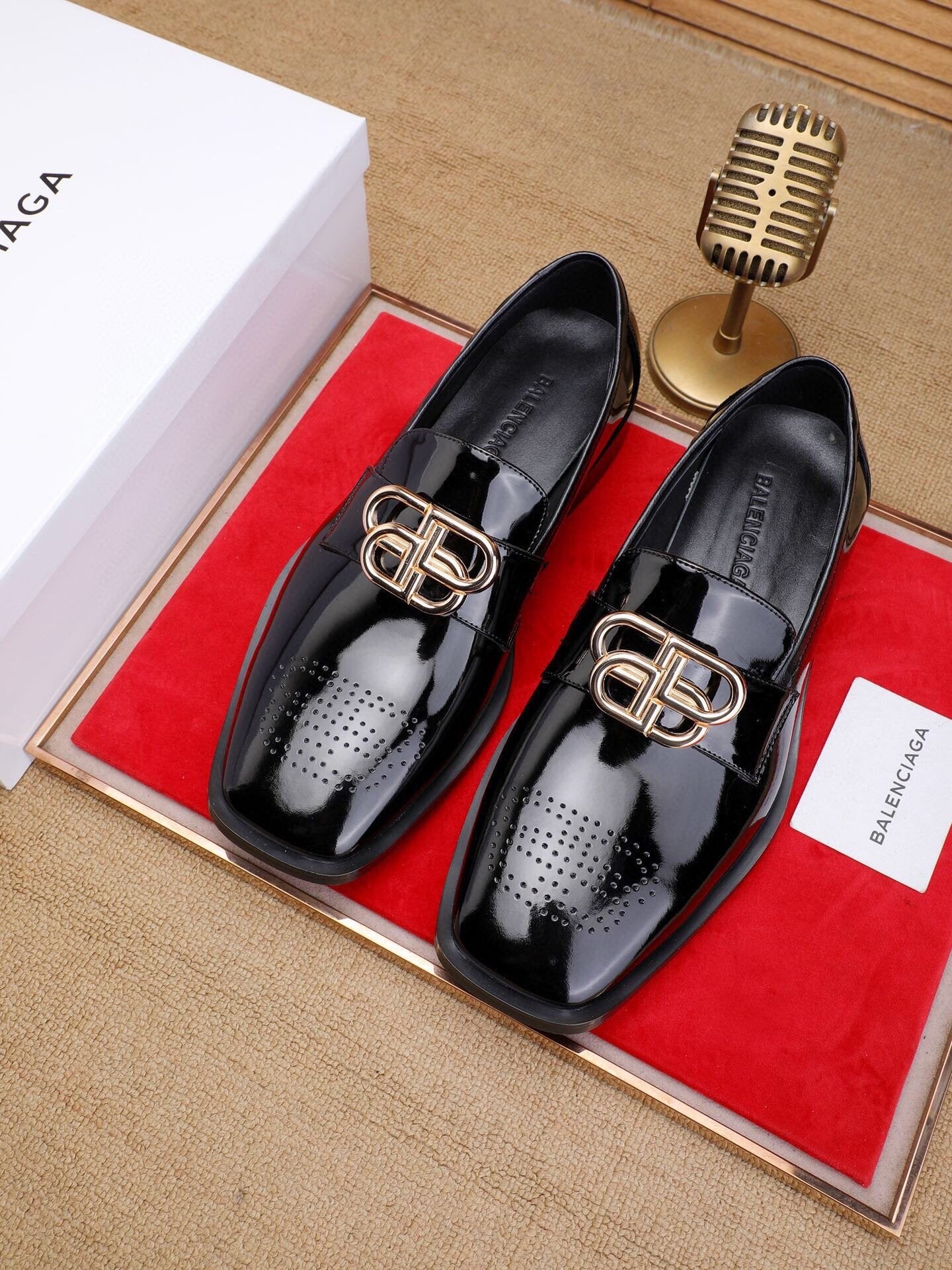 BALENCIAGA 2022 Men Leather Low Top Loafers Dress Shoes Business Recreation Shoes