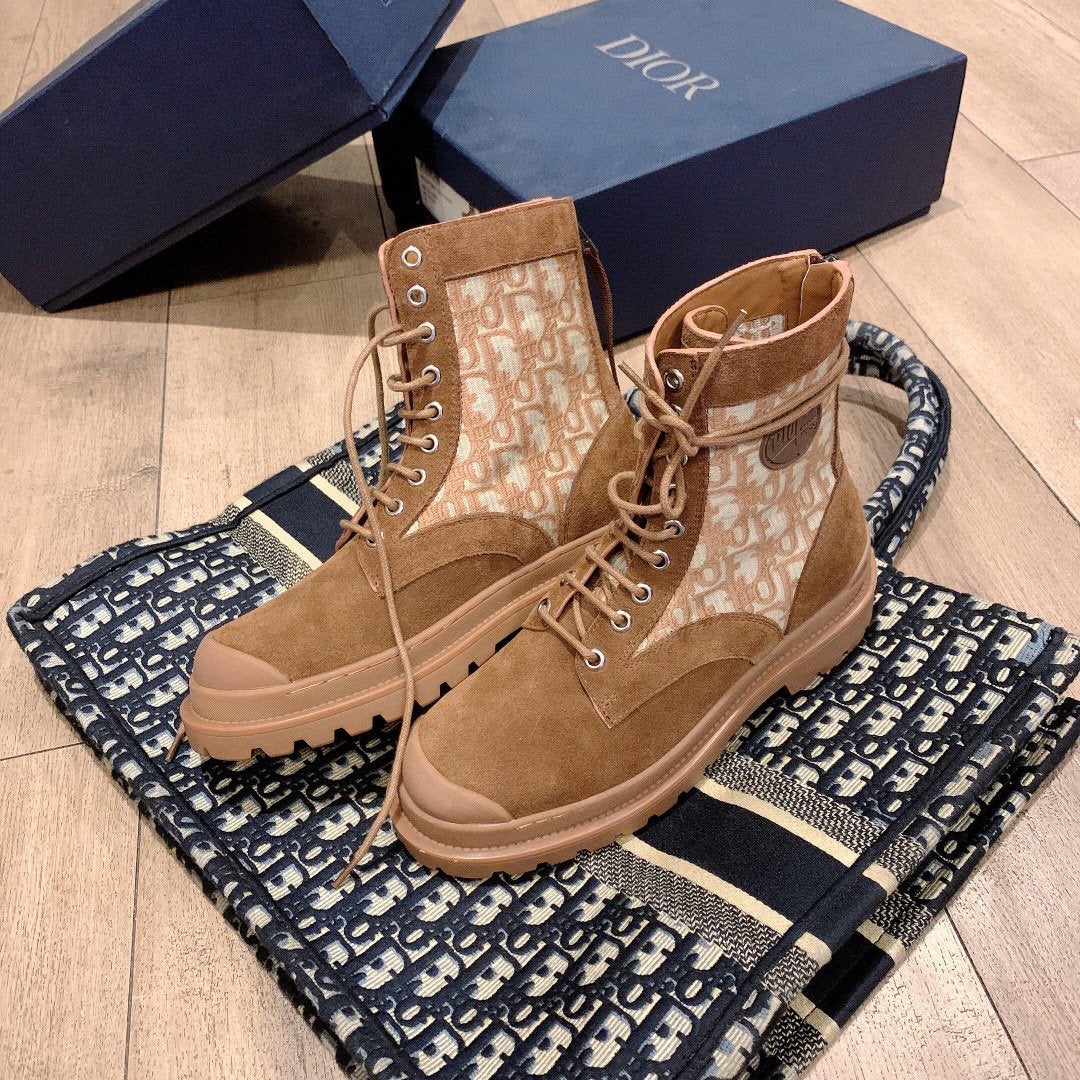 Dior Men's And Women's Leather Fashion High Top Boots Sn