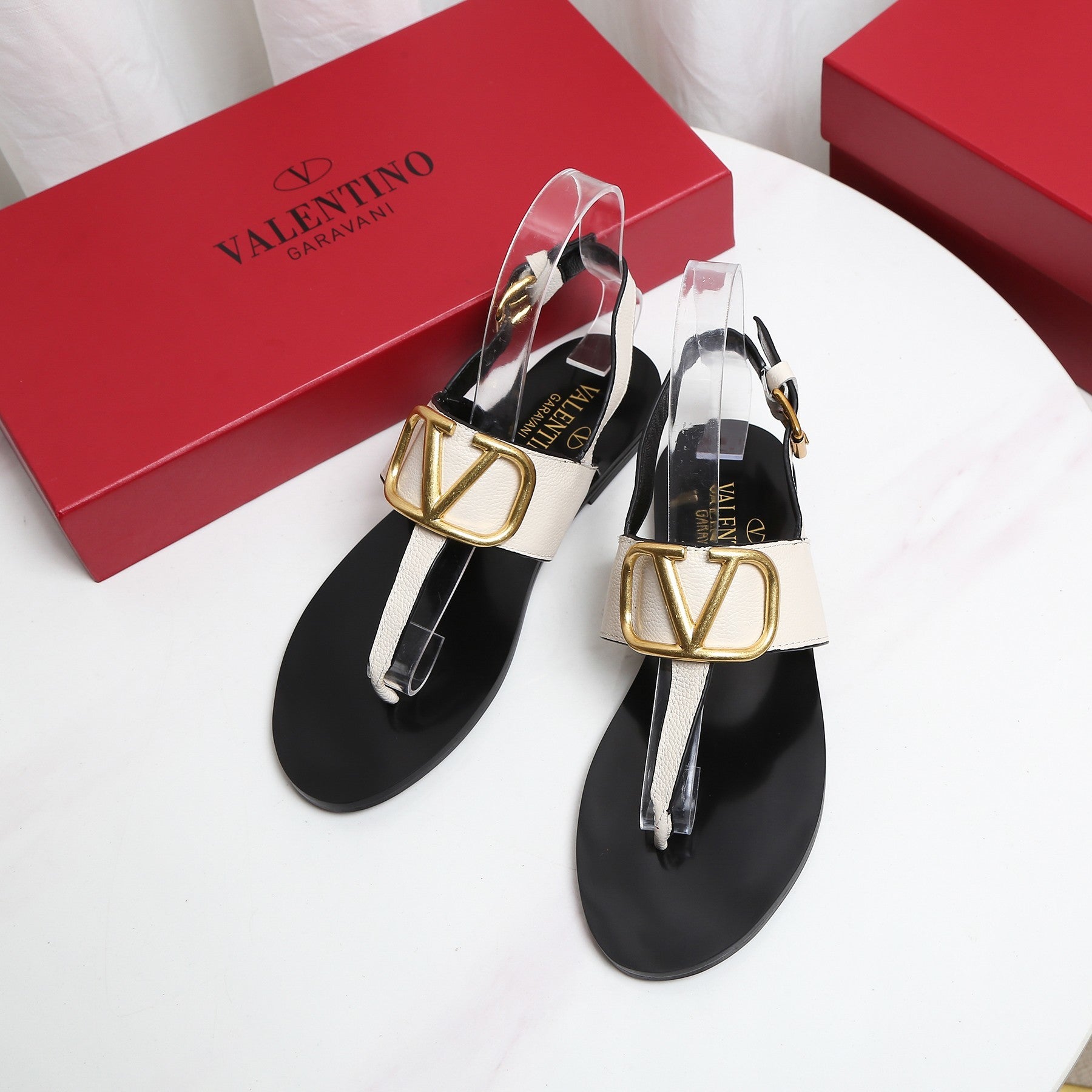 Valentino 2022 New Women Fashion Leather Casual High Heeled Shoes Flat Sandal Slippers