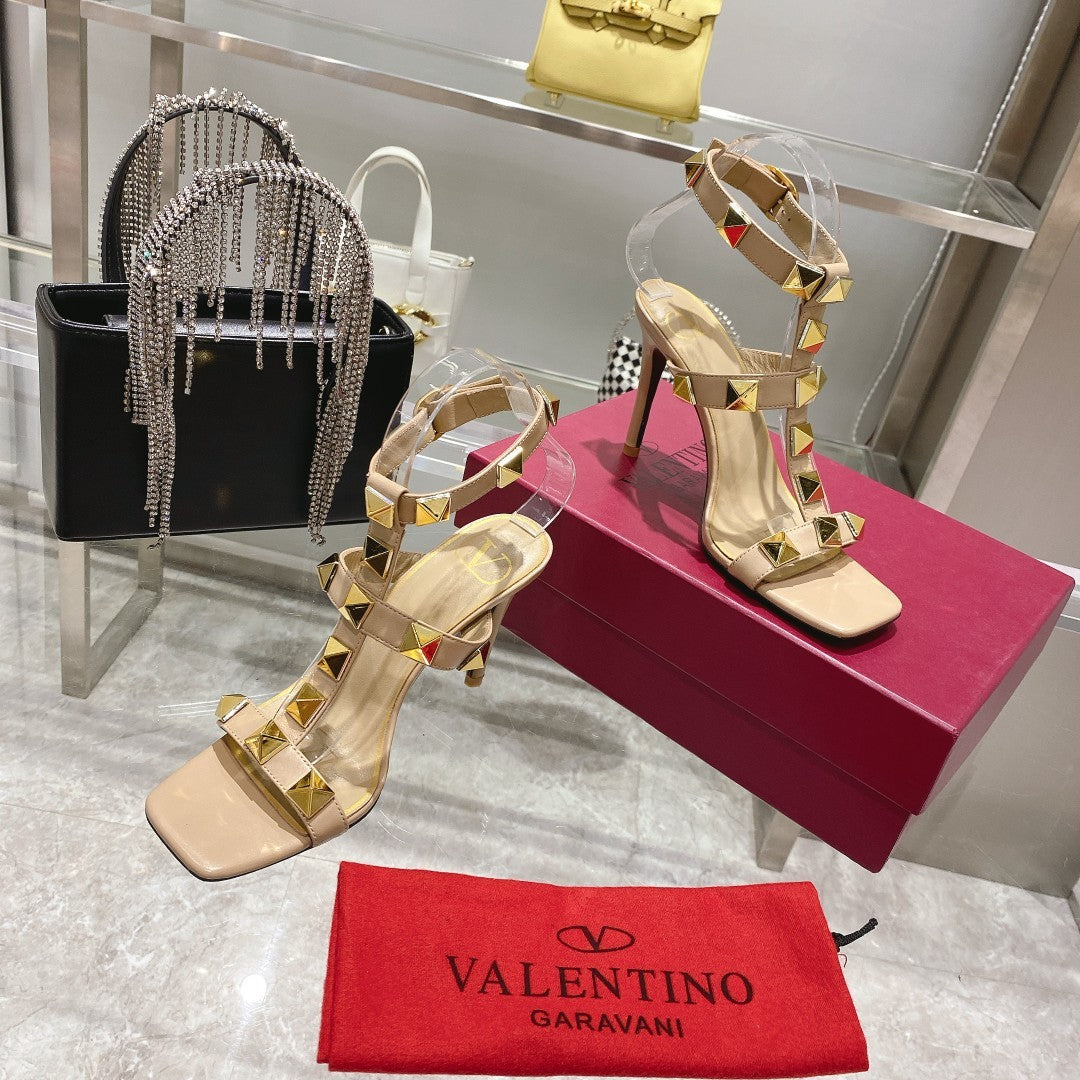 Valentino 2022 New Women Fashion Leather Casual High Heeled Shoes Flat Sandal Slippers