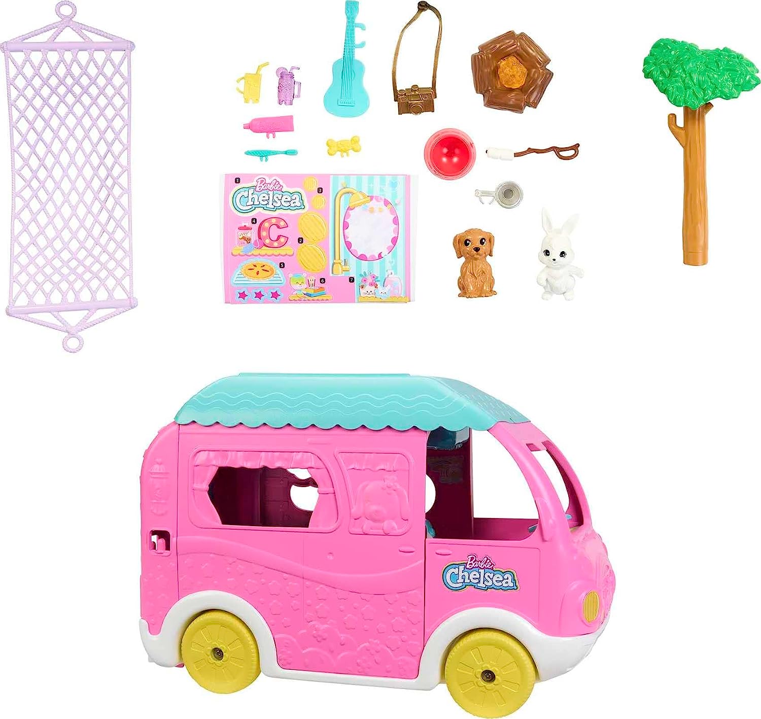 Barbie Toys, Chelsea Doll and Accessories, Skatepark Playset with 2  Puppies, Skate Ramp, Scooter, Sticker Sheet and 15+ Additional Pieces