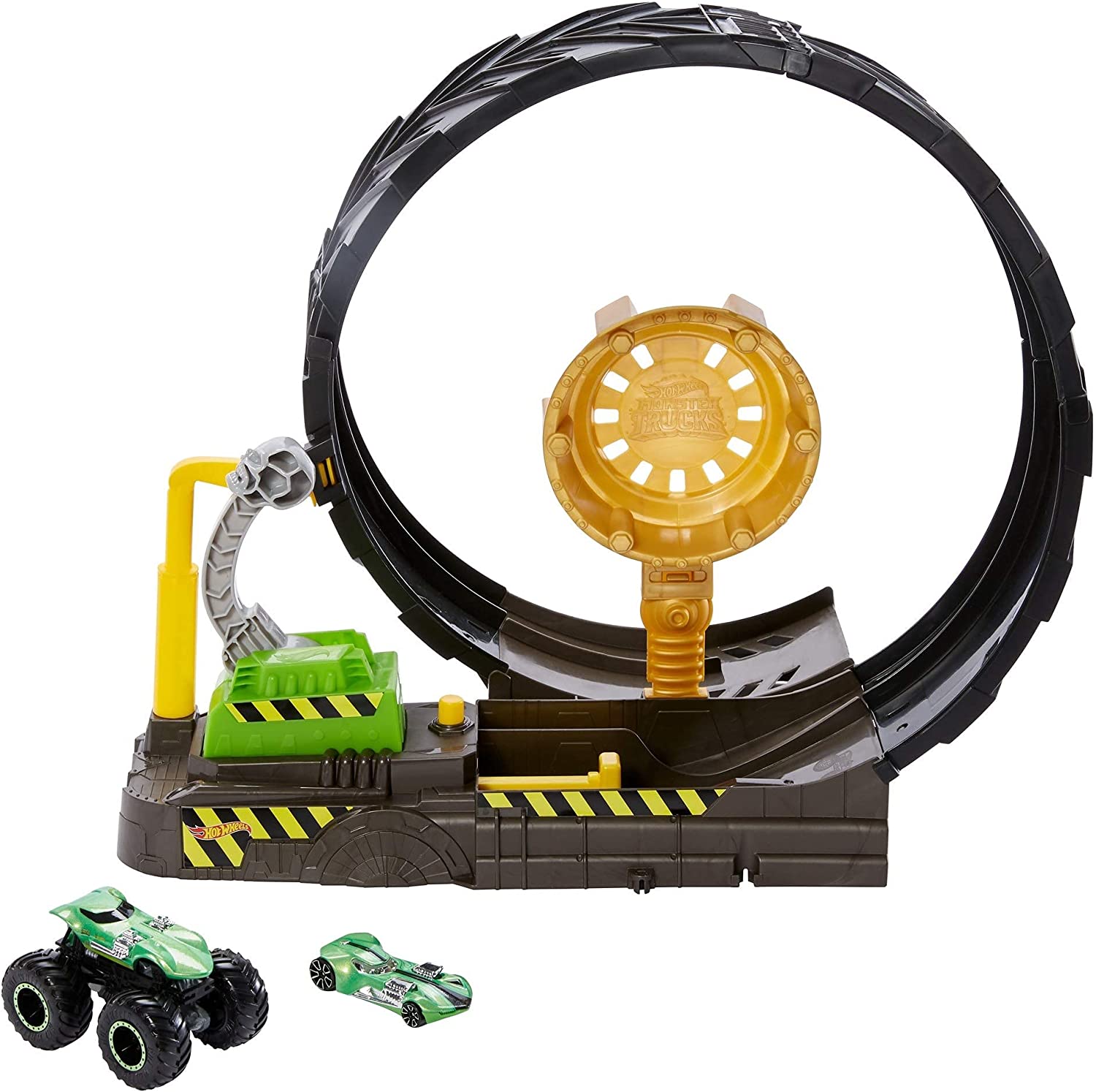 Hot Wheels Track Set And 1 1:64 Scale Toy Firetruck, City Dragon Drive  Firefight