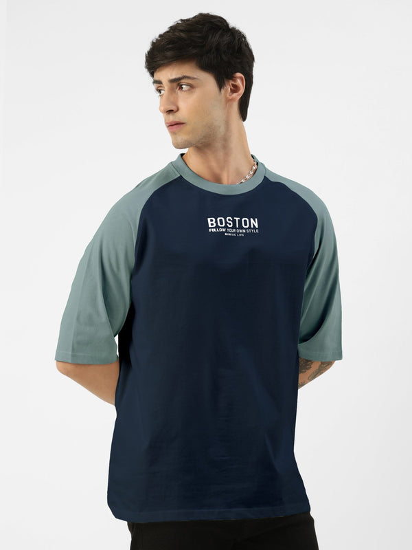 Boston White Turkey Blue Oversized T-Shirt L