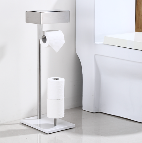 Day Moon Designs Polished Chrome Toilet Paper Holder with Shelf - Wipe Holder for Bathroom, Flushable Wipes Dispenser - Toilet P