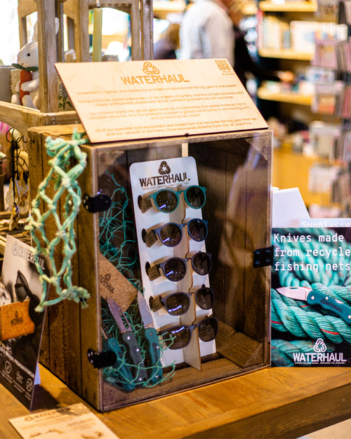 waterhaul eyewear retail display in a souvenir shop