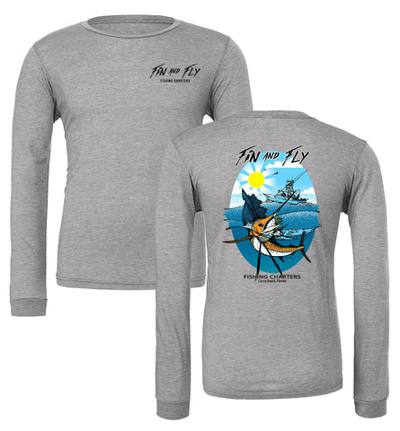 Marlin Long Sleeve Fishing Shirt // Grey – Fin & Fly