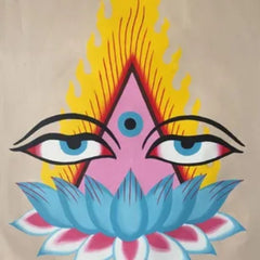 tatouage oeil de bouddha coloré