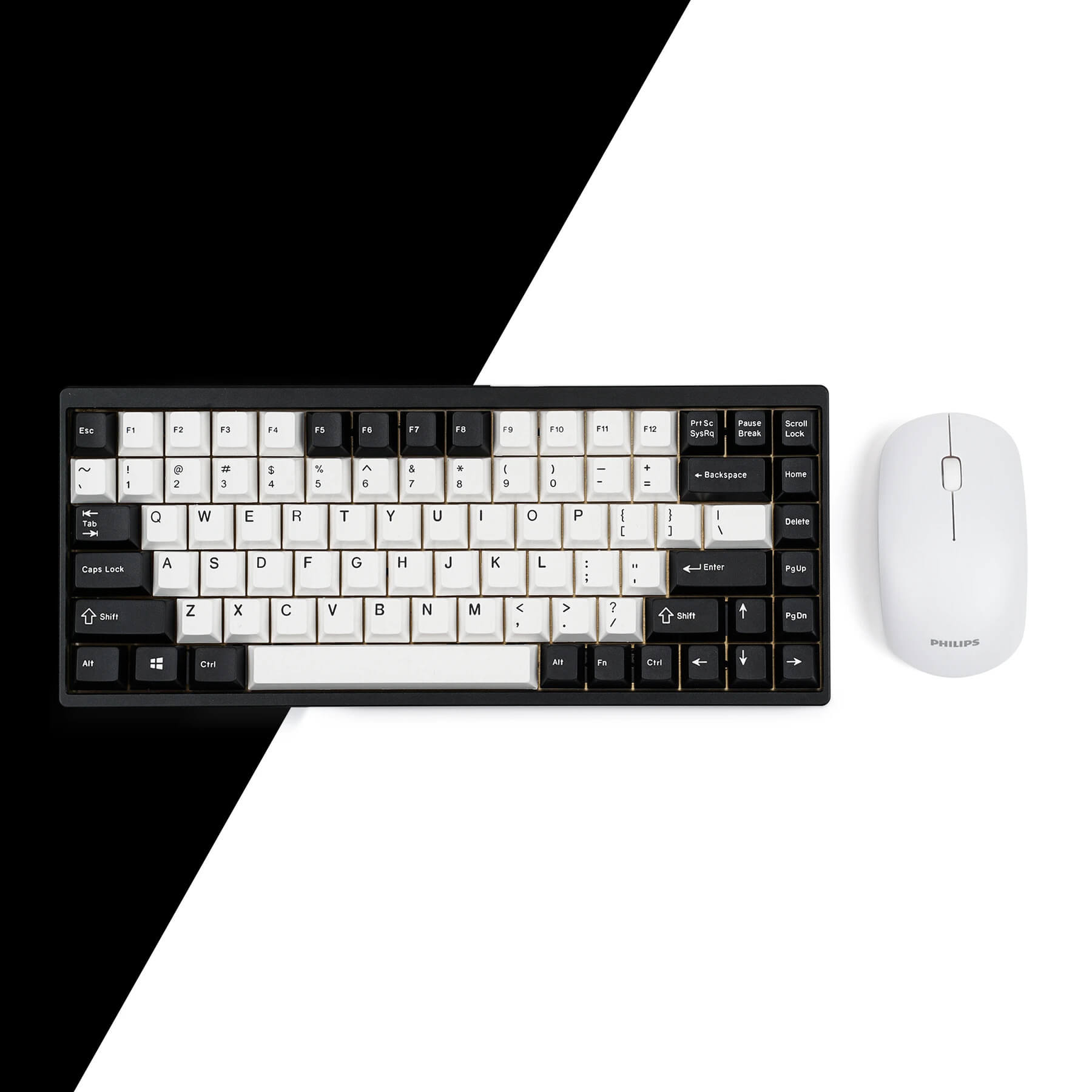 enjoypbt abs doubleshot black & white mechanical keyboard keycaps set