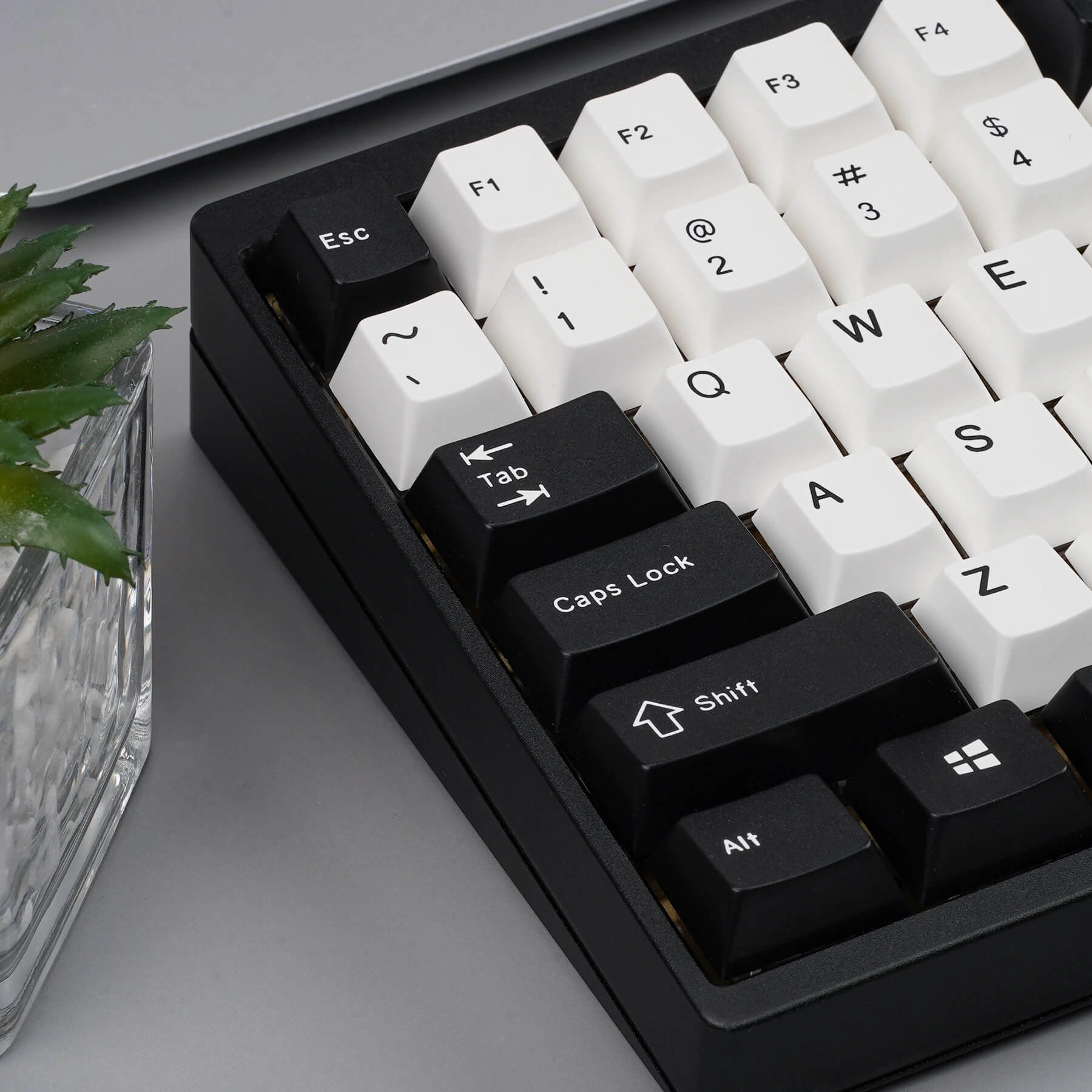 enjoypbt abs doubleshot black & white mechanical keyboard keycaps set