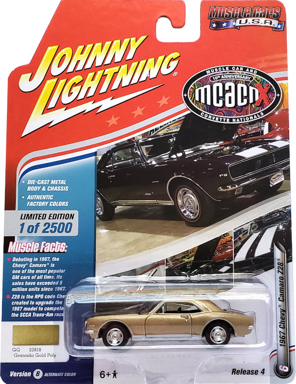 BigD Toys | Johnny Lightning 1967 Chevy Camaro Z28 Gold JLMC016